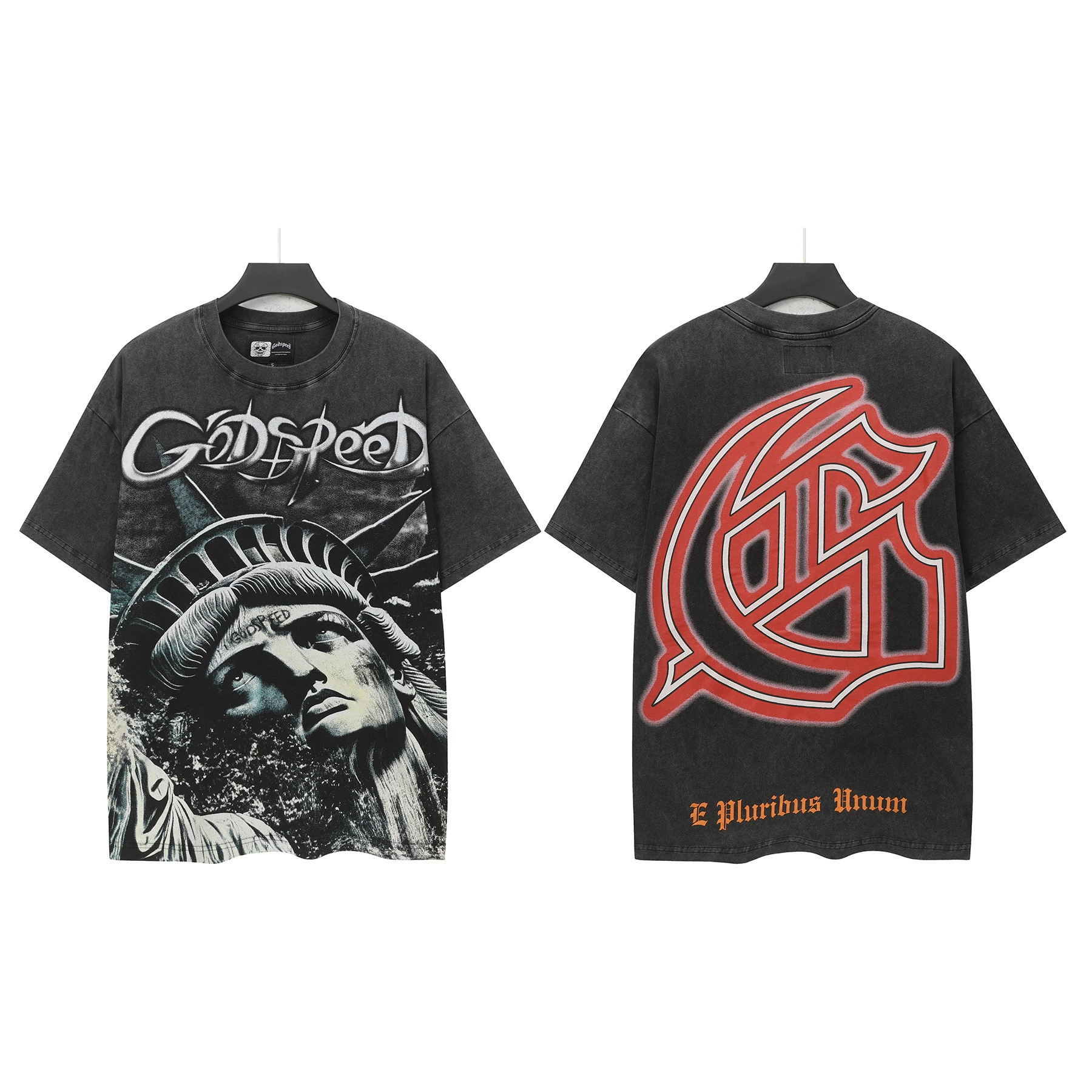 Robers Fashion God Style Hip-Hop West Coast Graffiti Unisex Loose High-Definition Print Cotton T-Shirt
